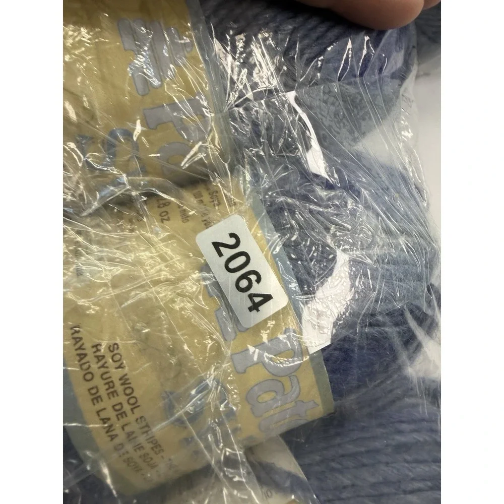 Patons SWS Yarn Natural Denim 70117 Soy Wool Stripes Lot Of 3 80g Each